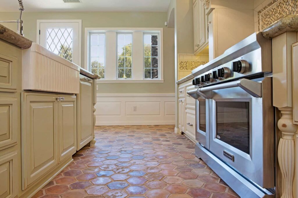 Kitchen Floor Creme Fraiche Hexagon Vintage