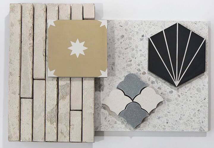 Concrete and terrrazzo tile display
